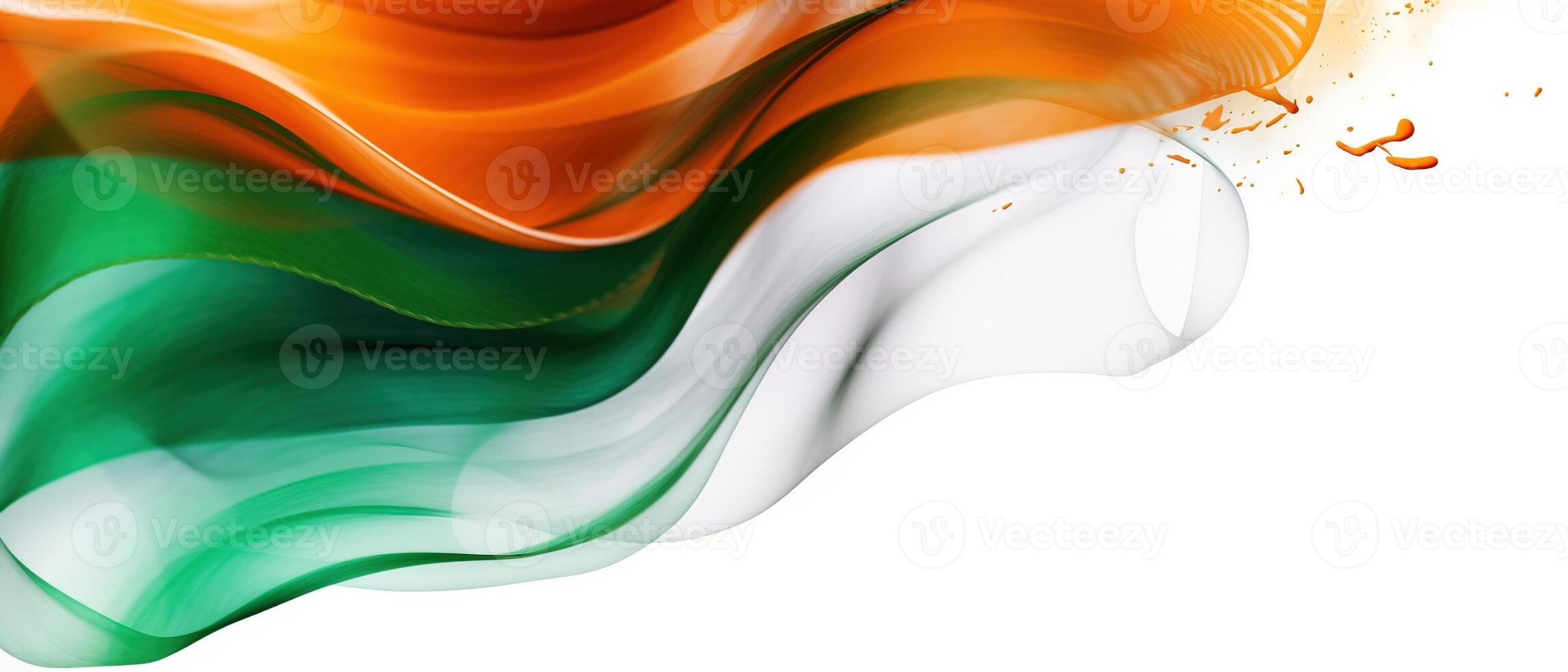 Independence Day concept cover Background with Waving flag in watercolor effect. . photo