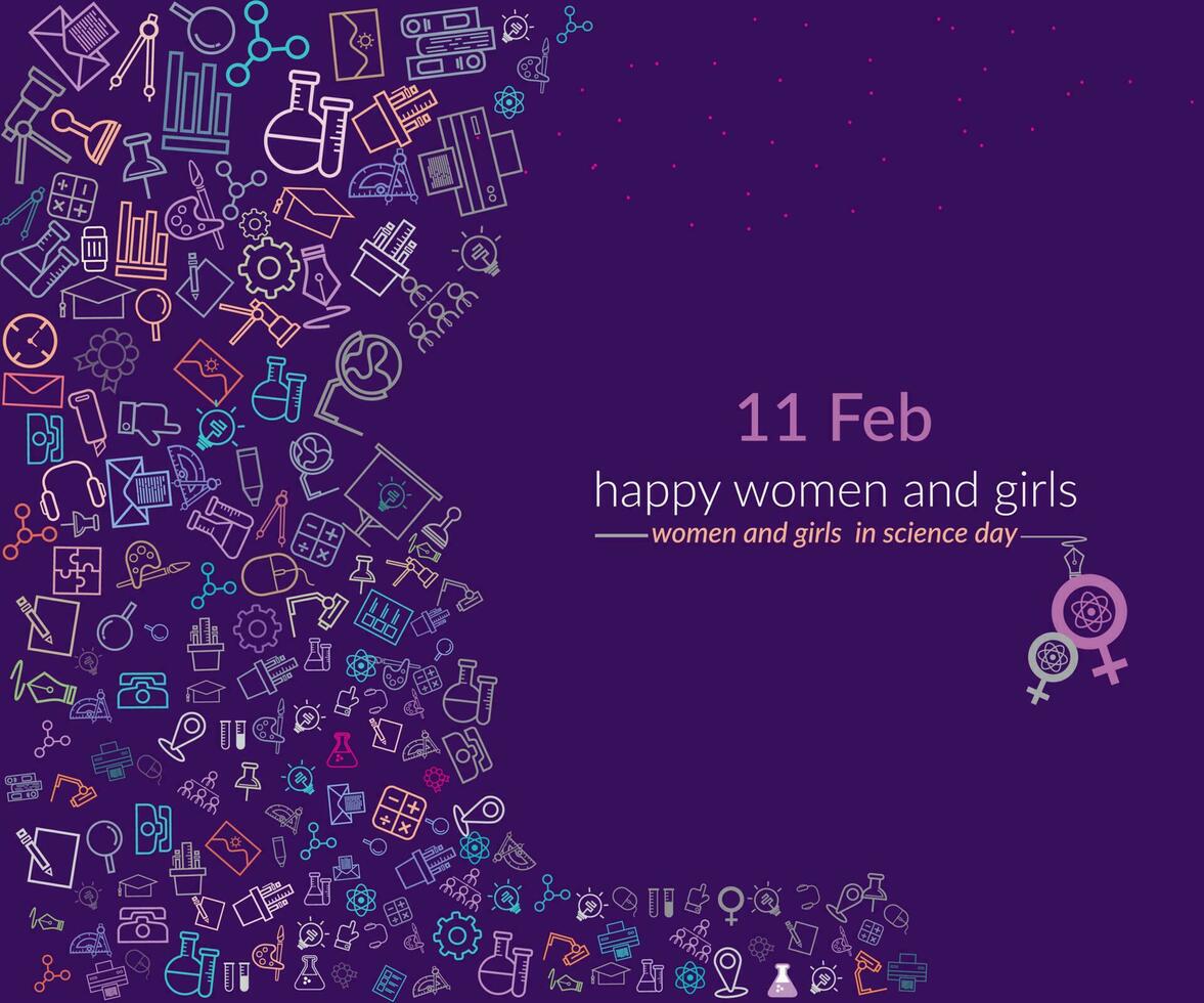 11 Feb international women and girls in science day vector