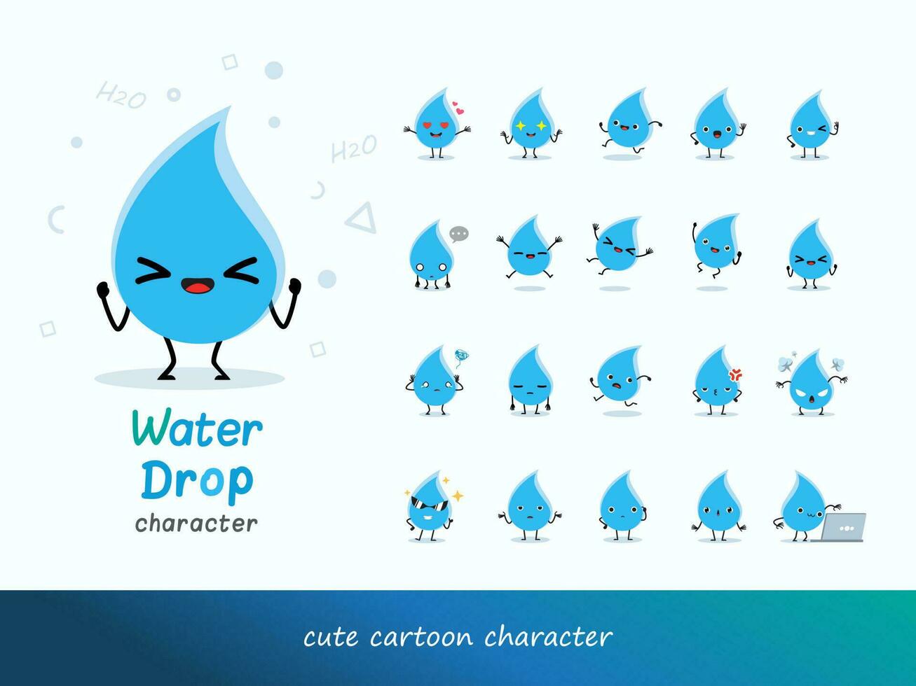 International water day, water drop character set cartoon images water drop illustration vector