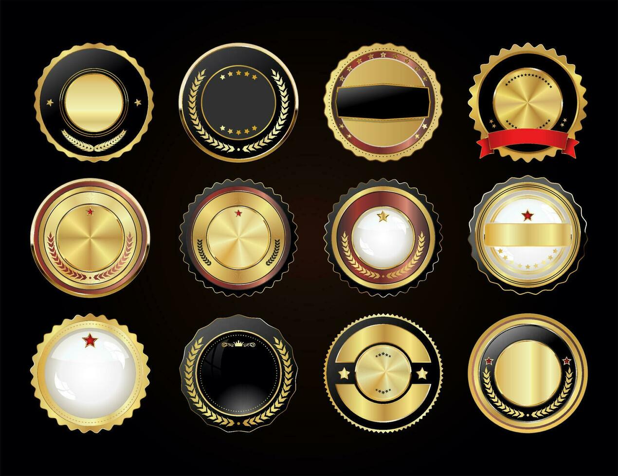 Collection of golden badges vector