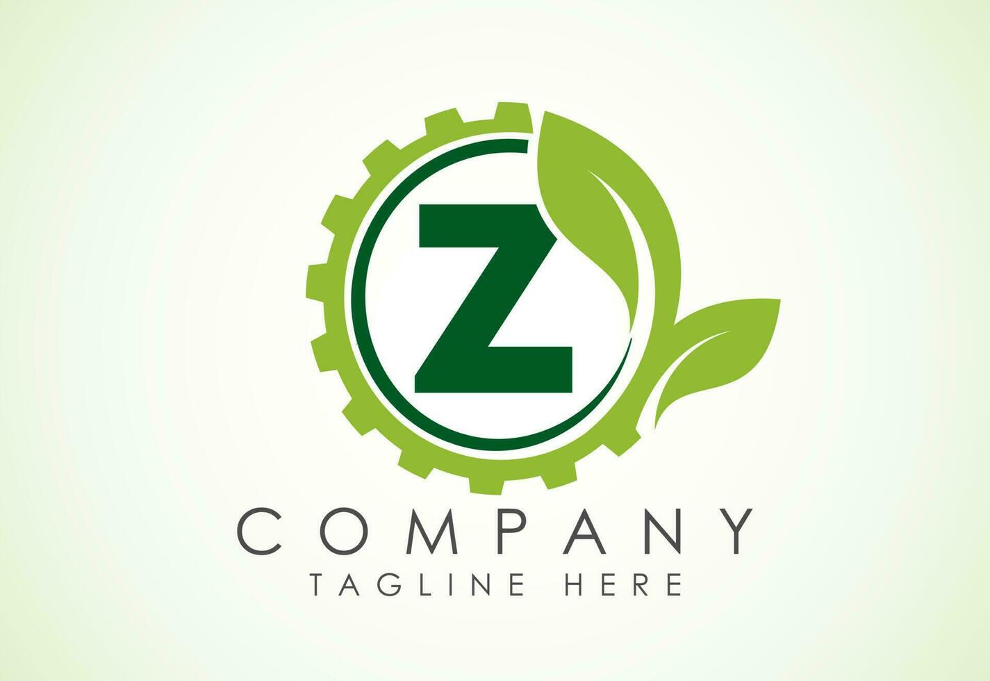 English alphabet Z with gear and leaf. Eco technology logo, Green eco tech logo template design vector. Nature Industry vector