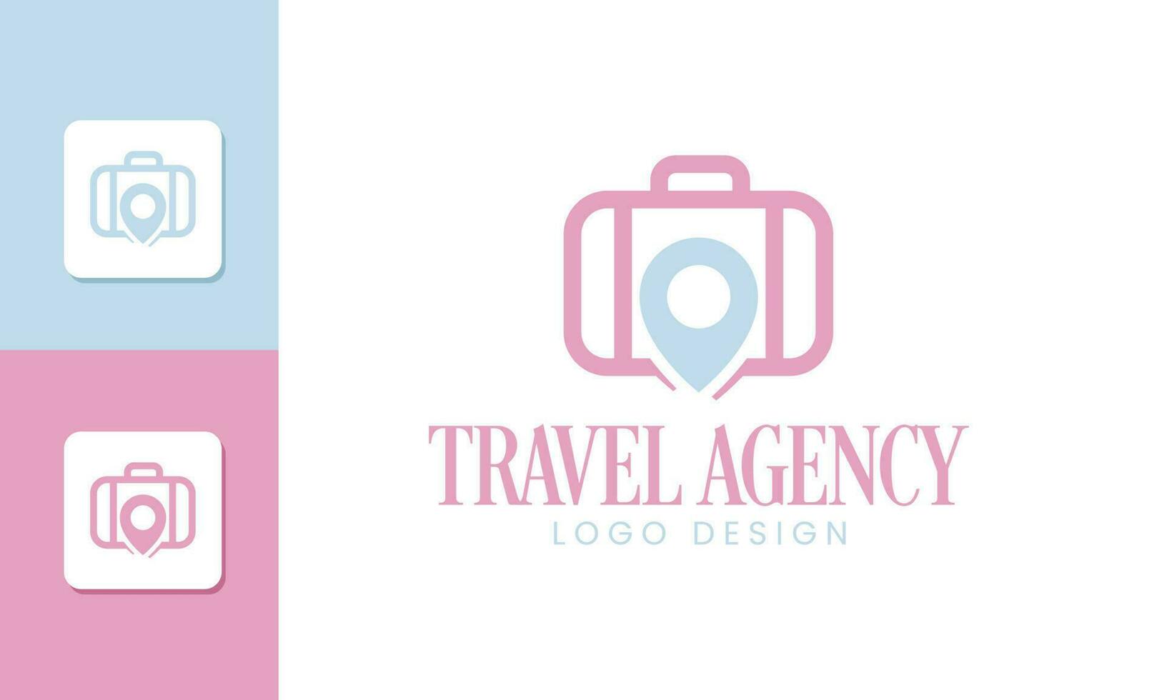 viaje agencia logo con bolso icono vector