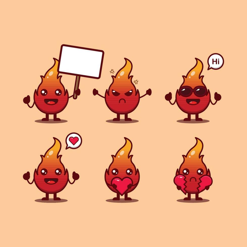 cute of cute fire with an expression isolated on backgorund vector