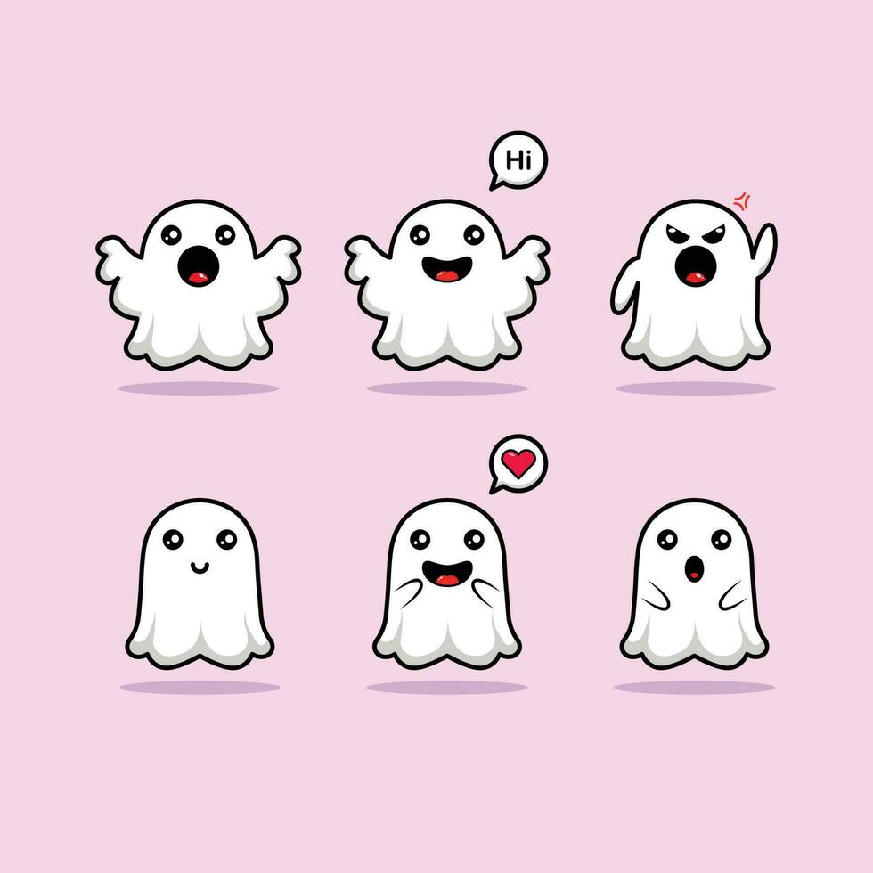 cute of cute ghost with an expression isolated on pink backgorund vector