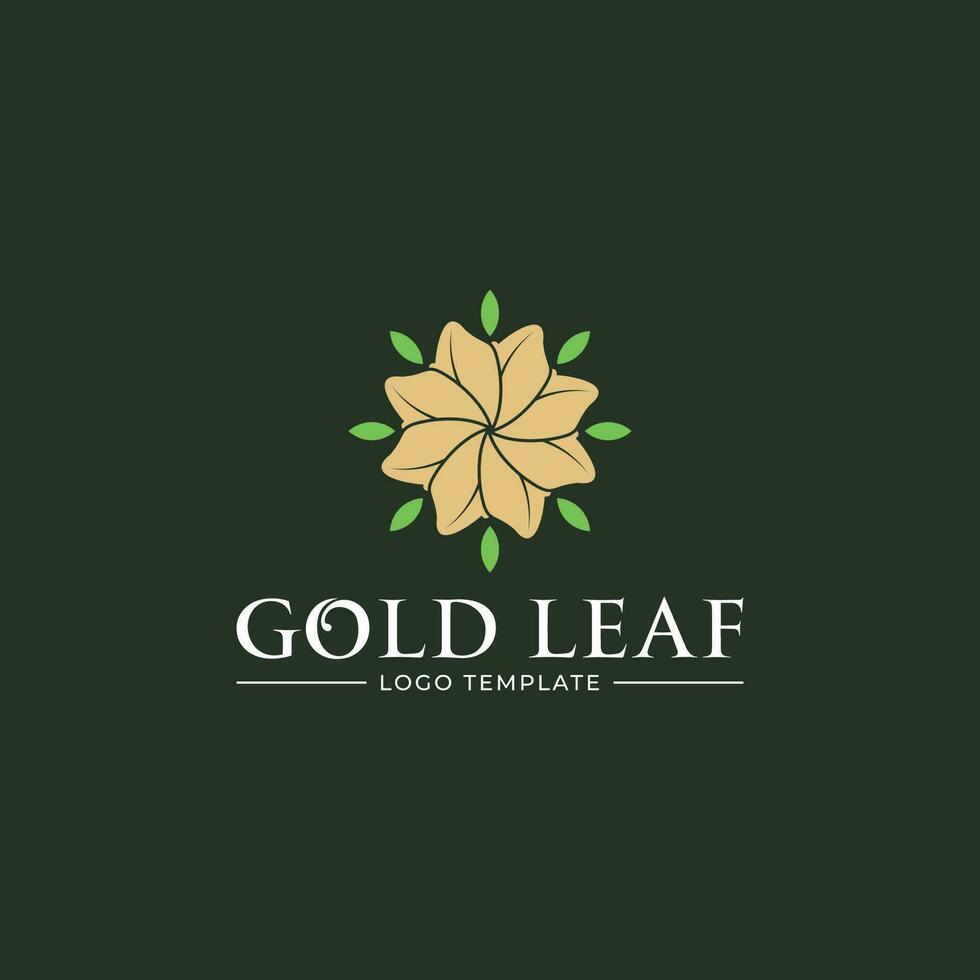 Premium Gold Leaf Luxury Simple Logo Template vector