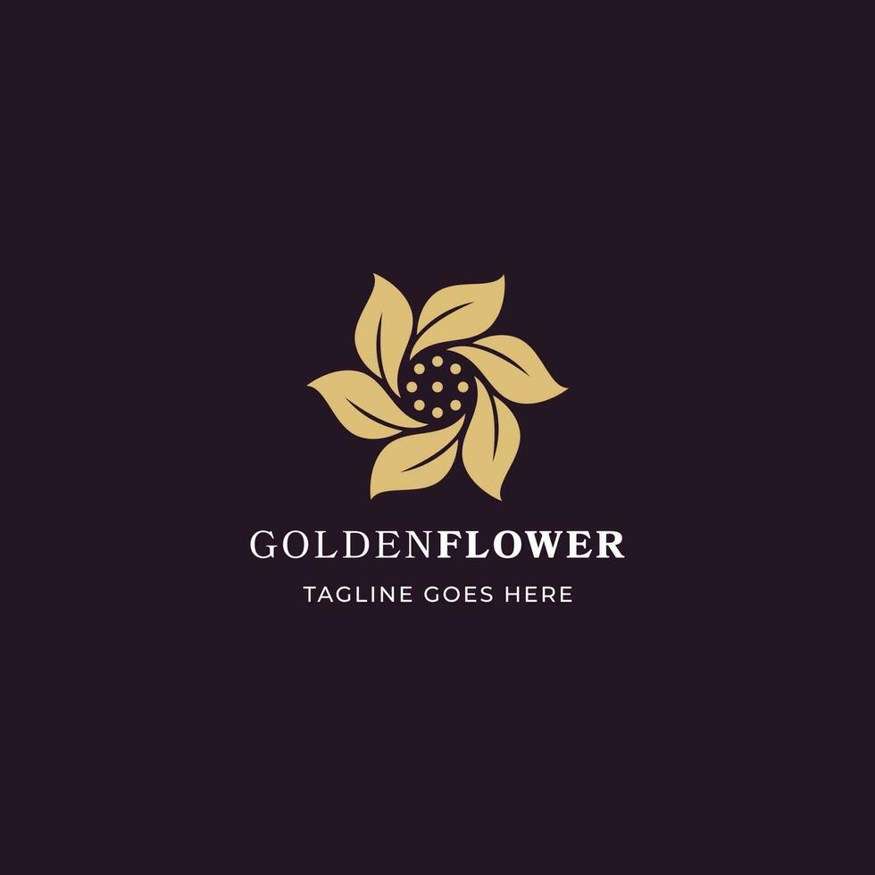 Luxury Golden Flower Logo Icon Template vector