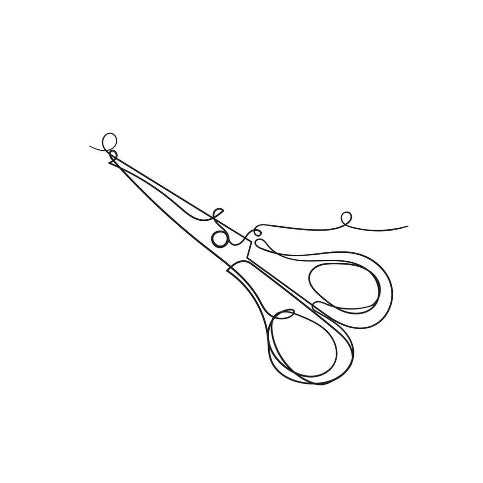 continuous line drawing hand holding scissor illustration vector