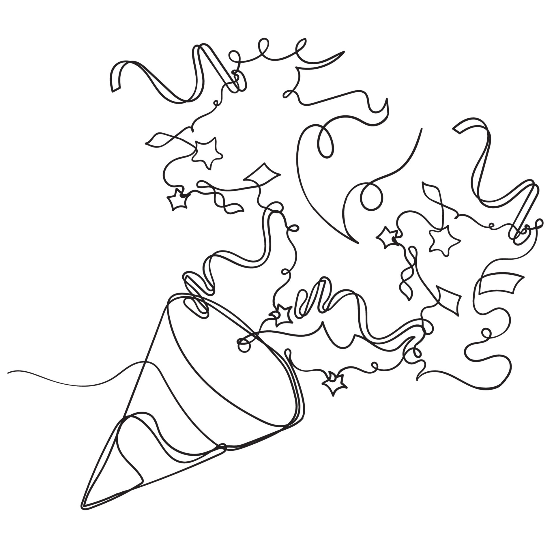 continuous line drawing confetti popper party illustration 23893549