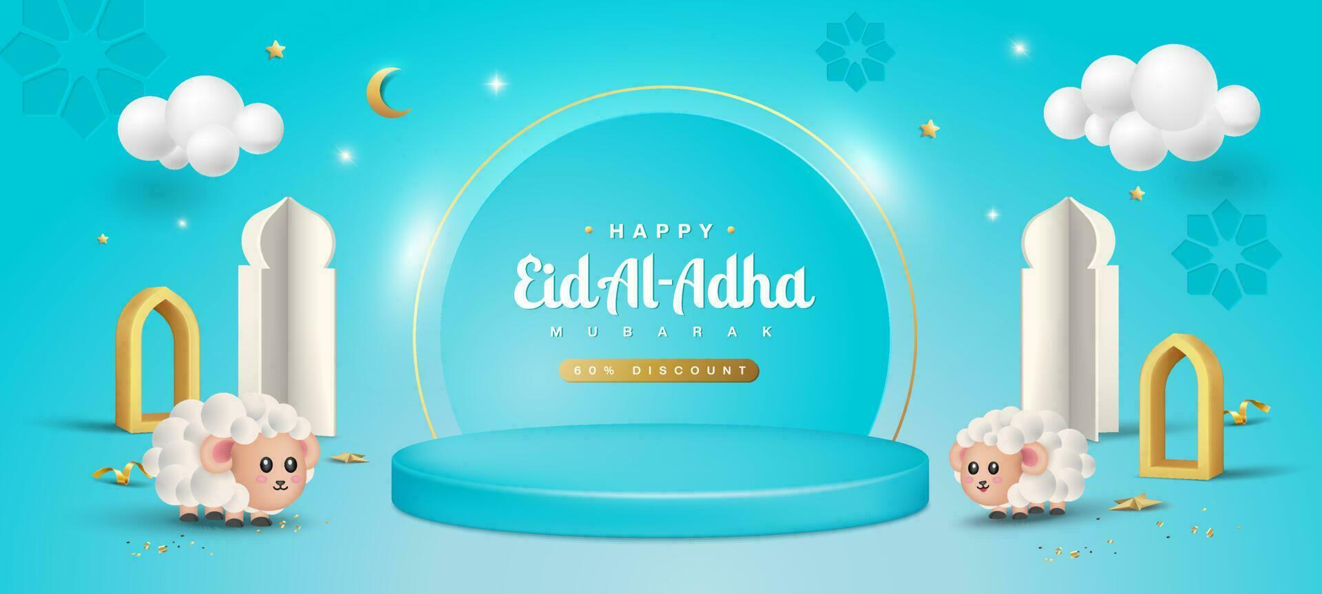 Realistic 3d islamic background for eid mubarak or islamic holidays vector