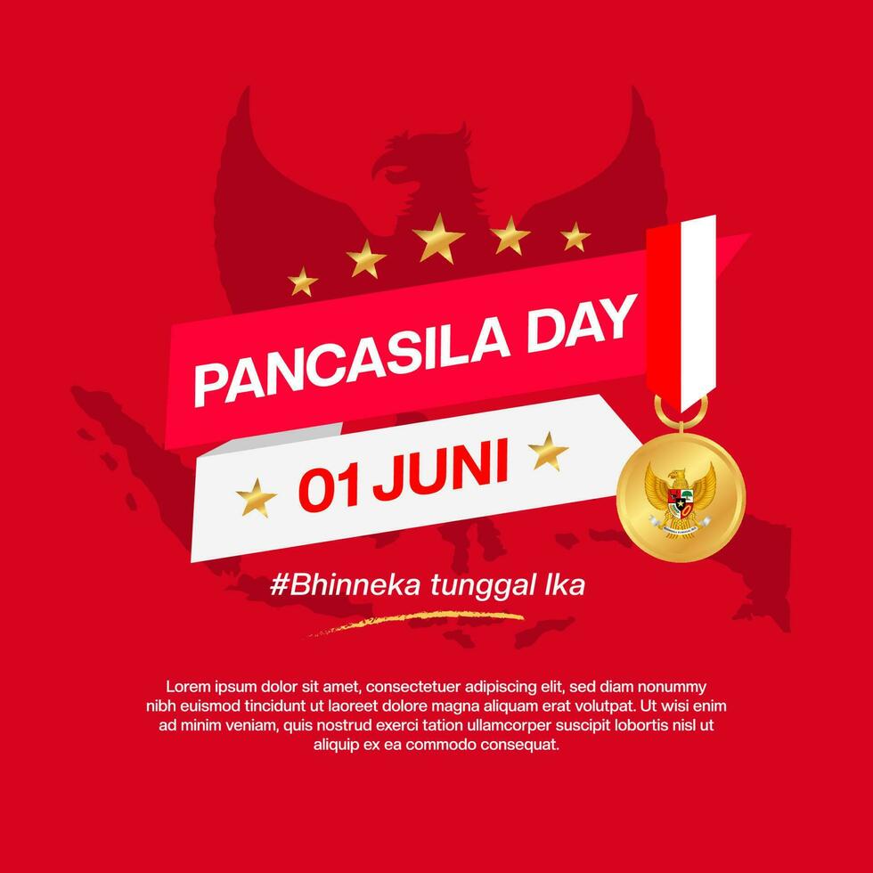 Flat pancasila day illustration template vector