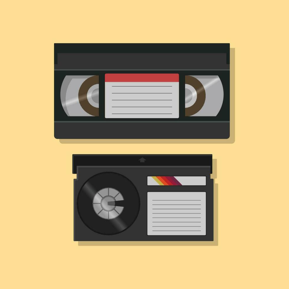 retro estilo betamax y vhs vídeo casetes 90s Años 80 tecnología almacenamiento medios de comunicación vector