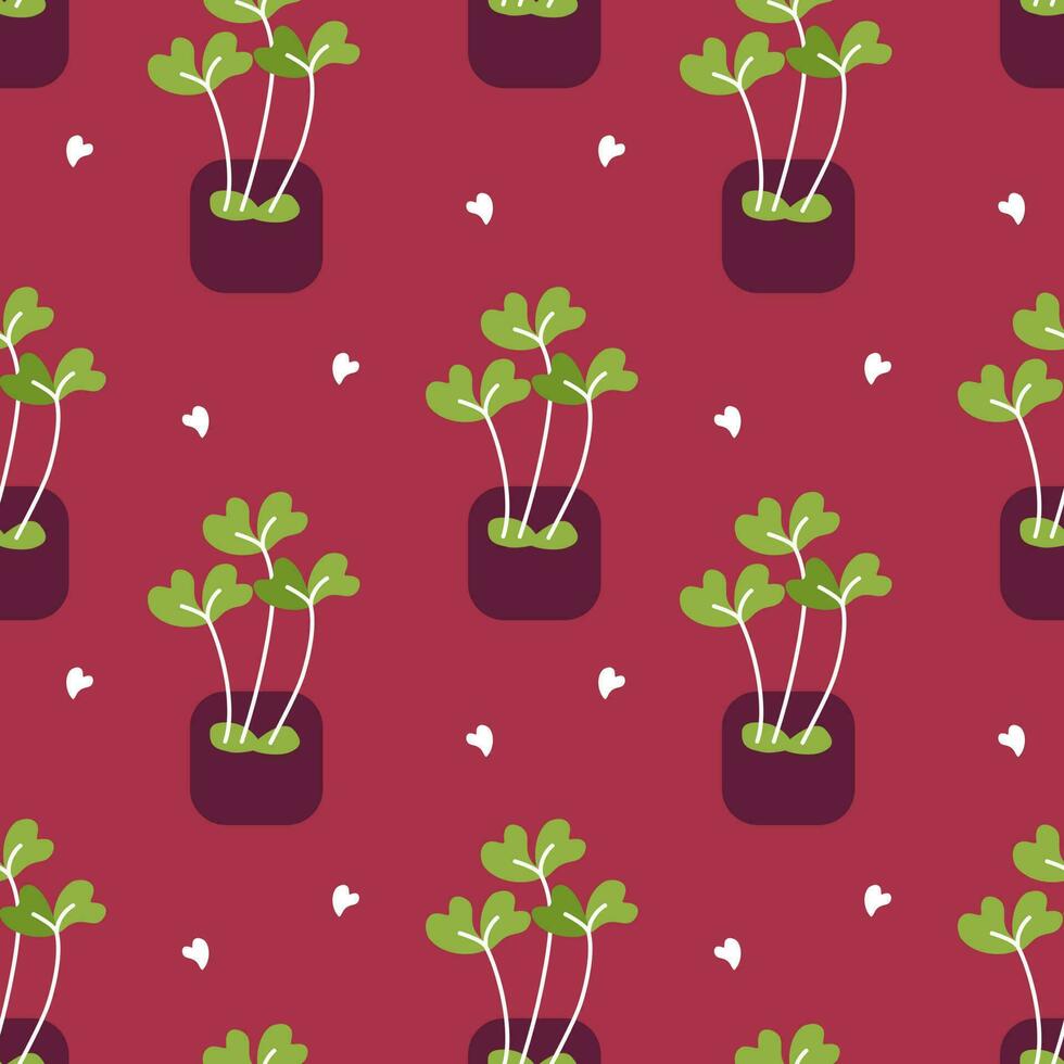 Pattern of bouquets of microgreen vector
