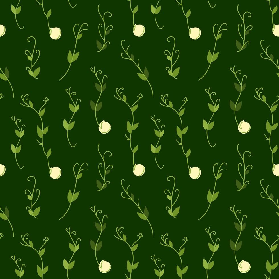 A pattern of microgreen pea sprouts vector