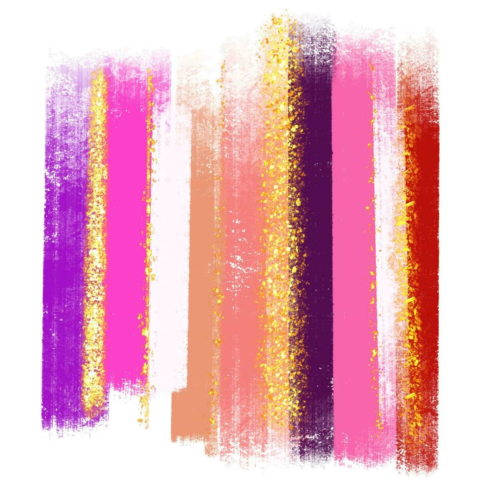 Abstract art design with oil brush strokes and gold glitter vector