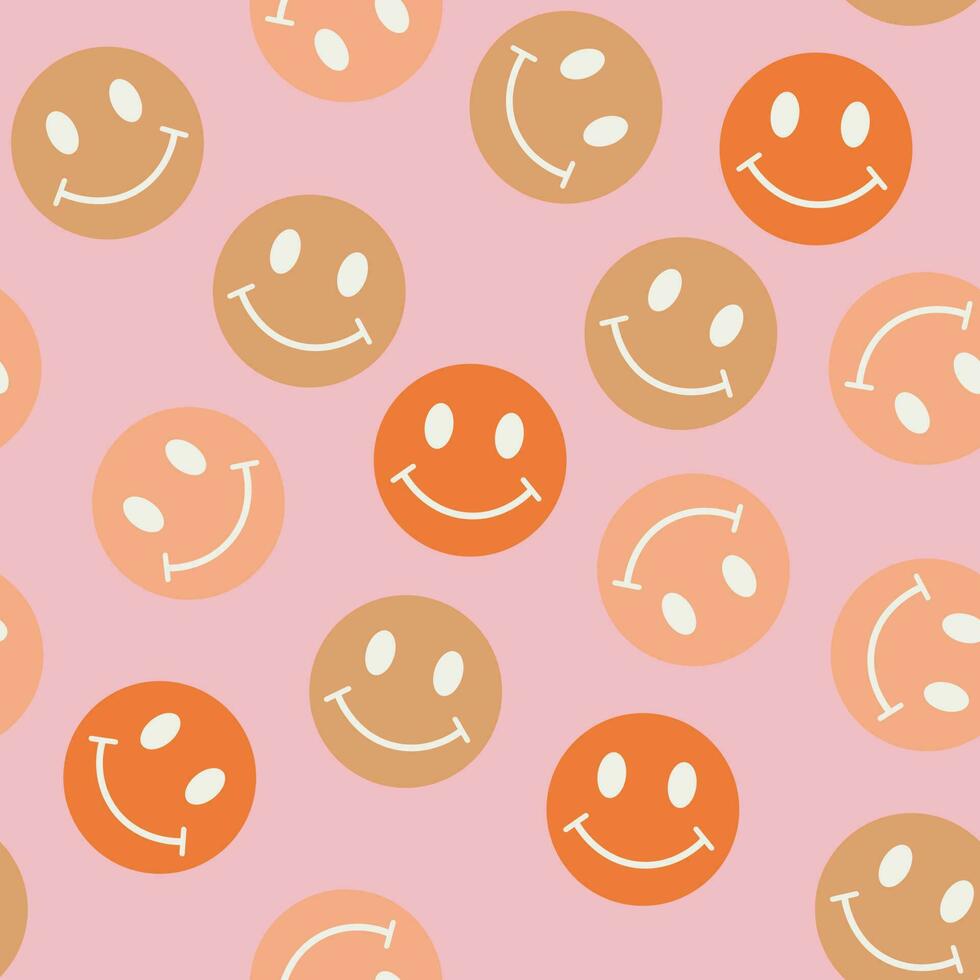 Cartoon seamless patterns with emoji for fashion, wallpapers, wrapping etc. Background set in trendy psychedelic weird cartoon style. vector