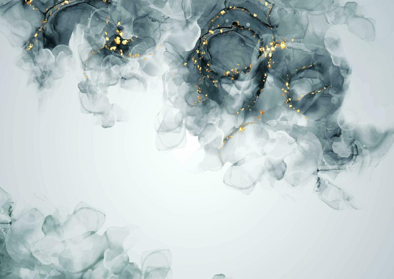 elegant hand painted alcohol ink background with gold elements vector