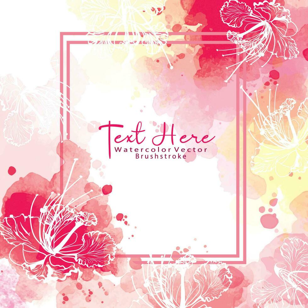 Pink background with watercolor and flower pattern.Peacock flower.Natural flora patterns. vector