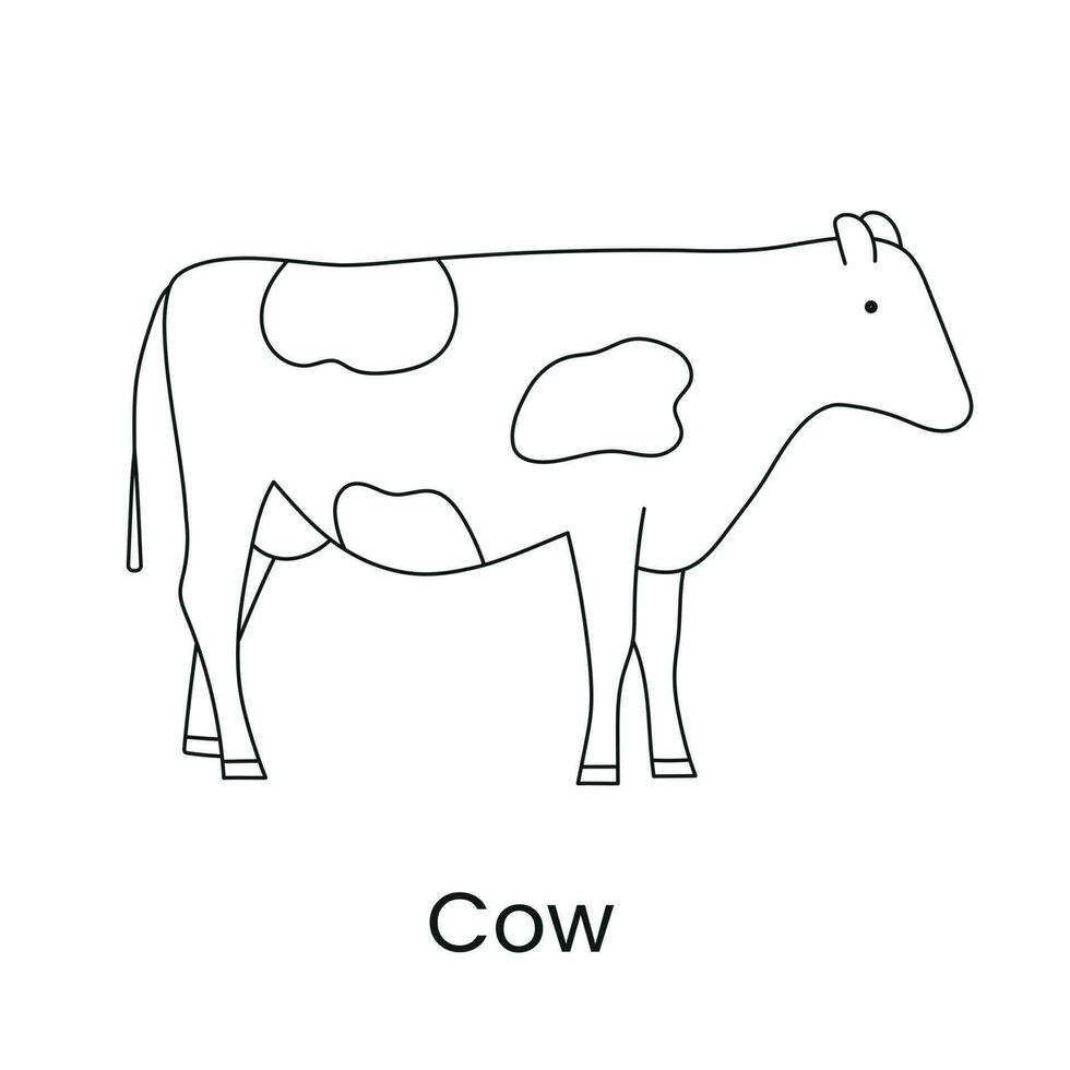 vaca vector línea icono, ilustración de un granja animal.