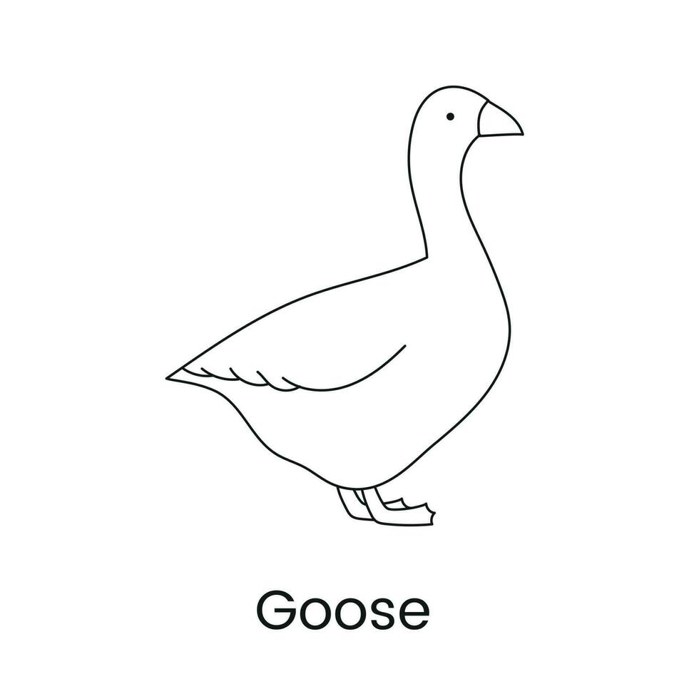 Goose vector line icon, illustration of a bird.