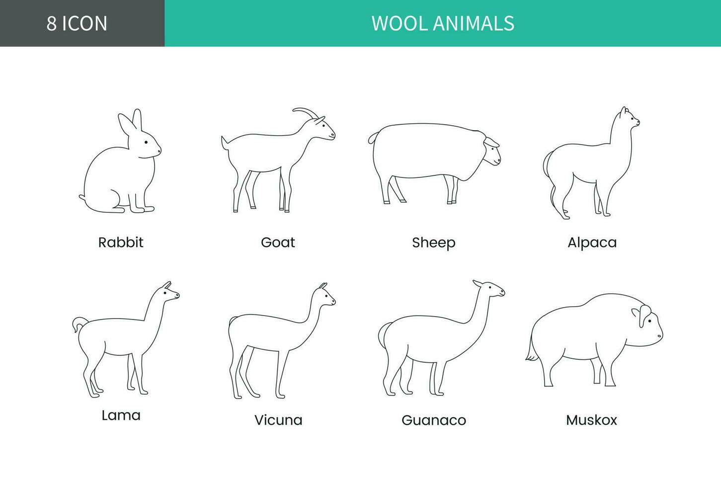 Animals that give wool linear vector icon.