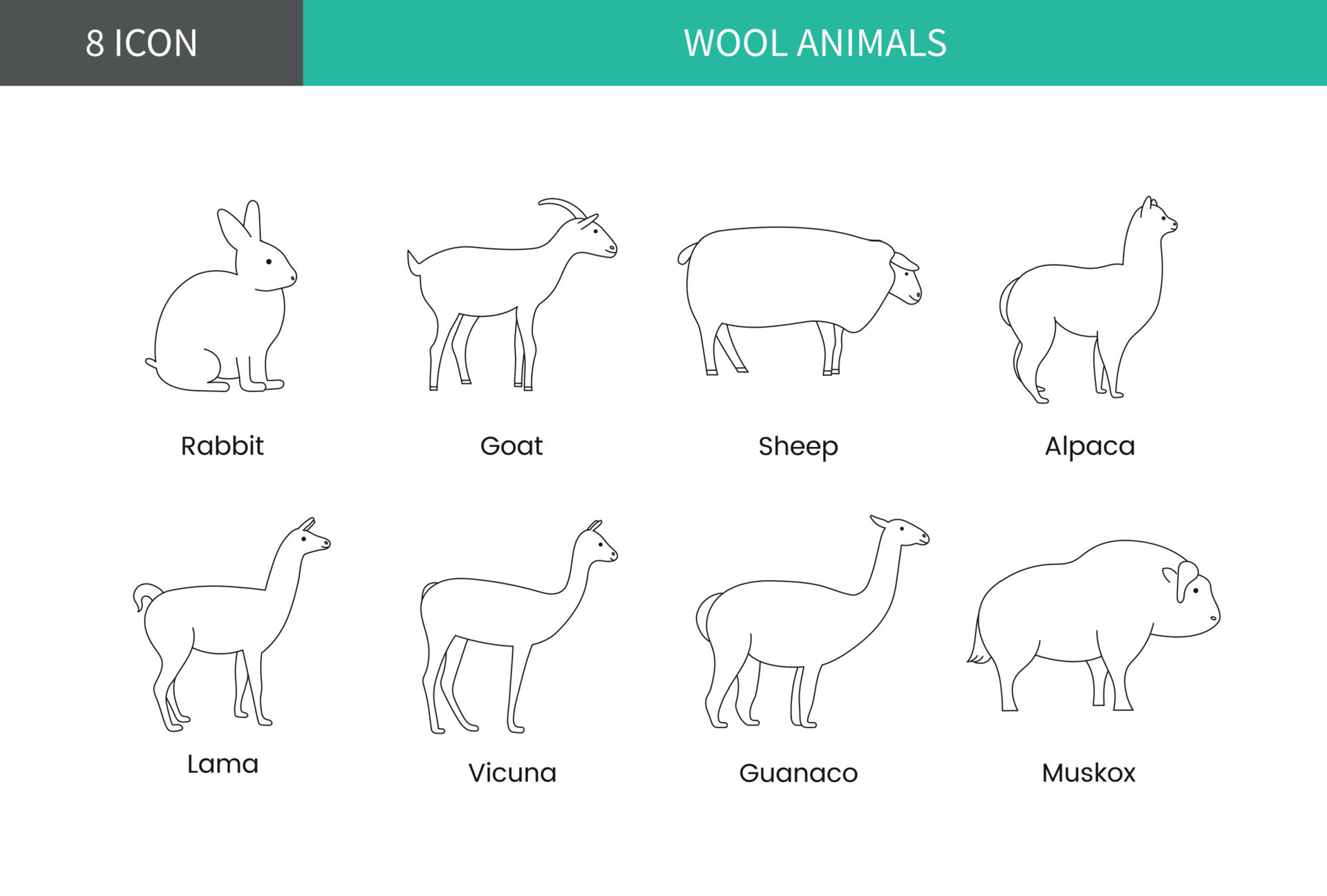 Animals that give wool linear vector icon. 23894013 Vector Art at Vecteezy