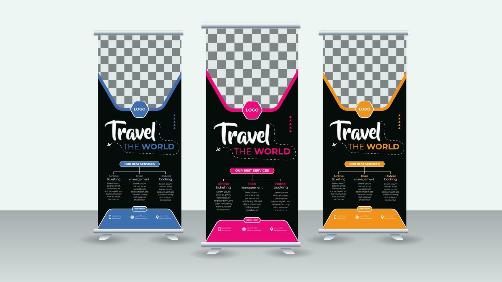 Tour and Travel Sale Roll up Banner Standee with a Place vector