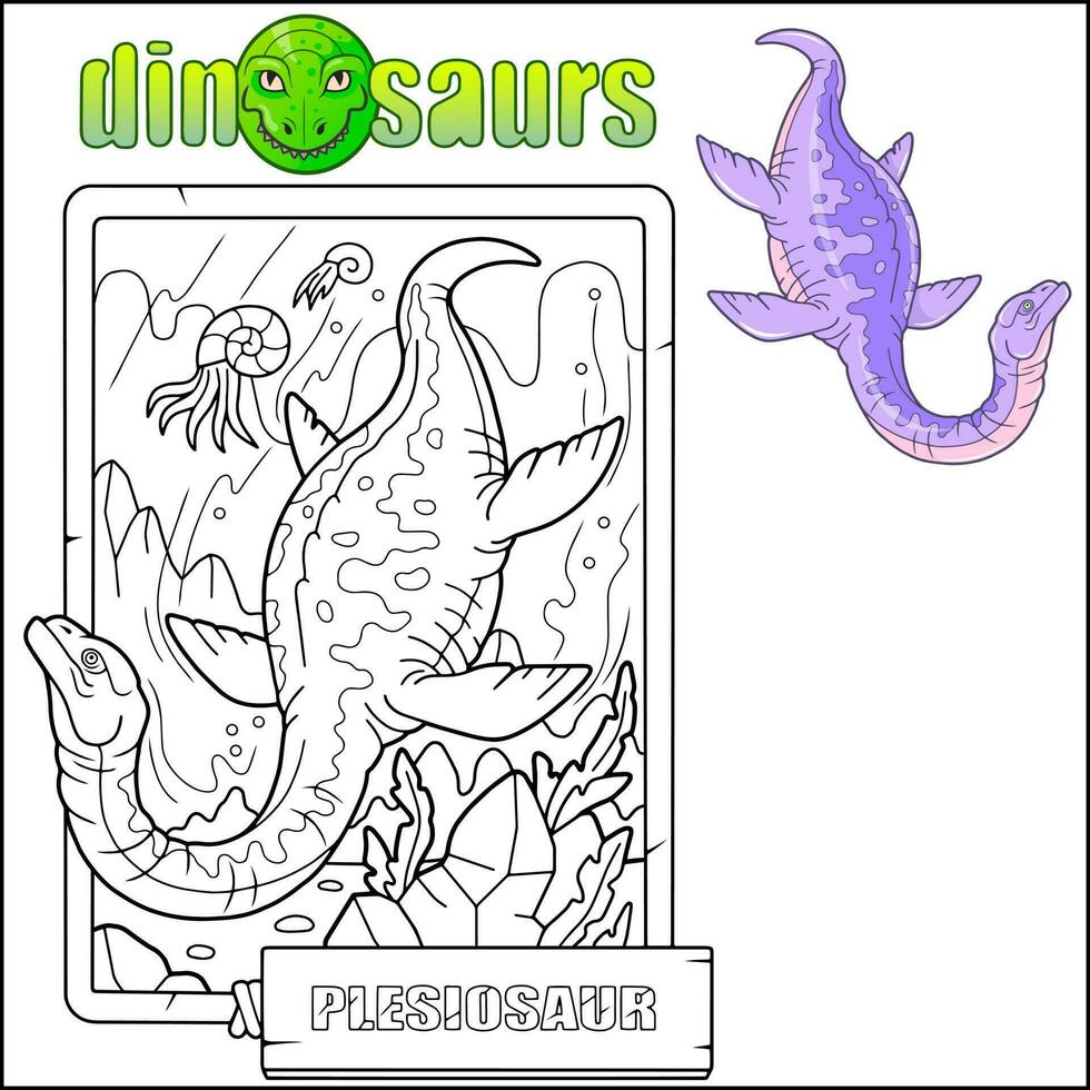 prehistoric dinosaur plesiosaur coloring book vector