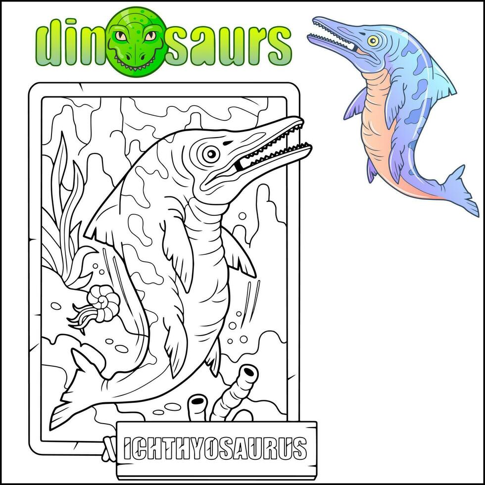 prehistoric dinosaur ichthyosaur coloring book vector