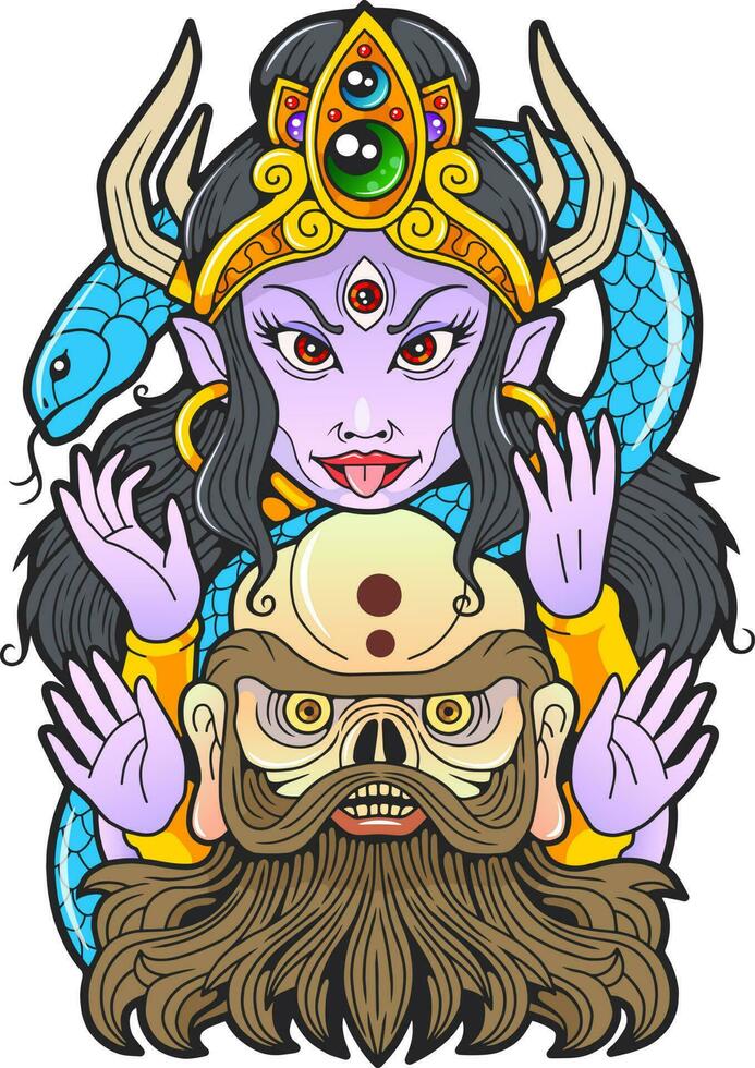 mythological indian goddess Kali, illustration design vector