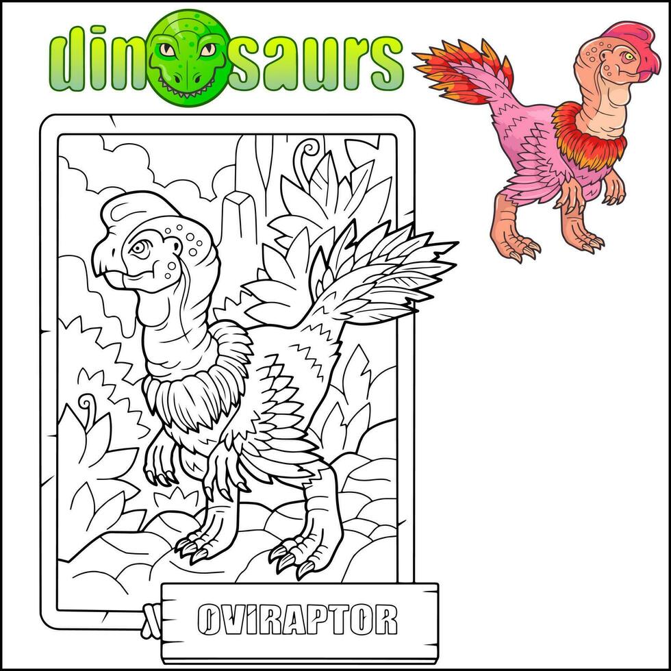 prehistoric dinosaur oviraptor coloring book vector