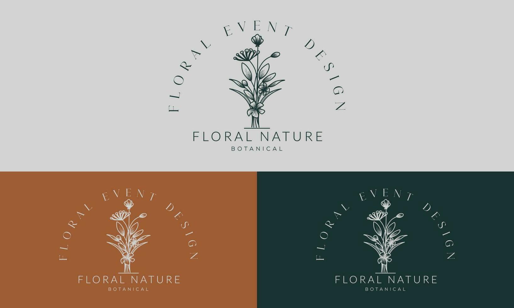 botánico floral elemento mano dibujado logo con salvaje flor y hojas. logo para spa y belleza salón, boutique, orgánico tienda, floral diseñador, interior, fotografía, cosmético. vector