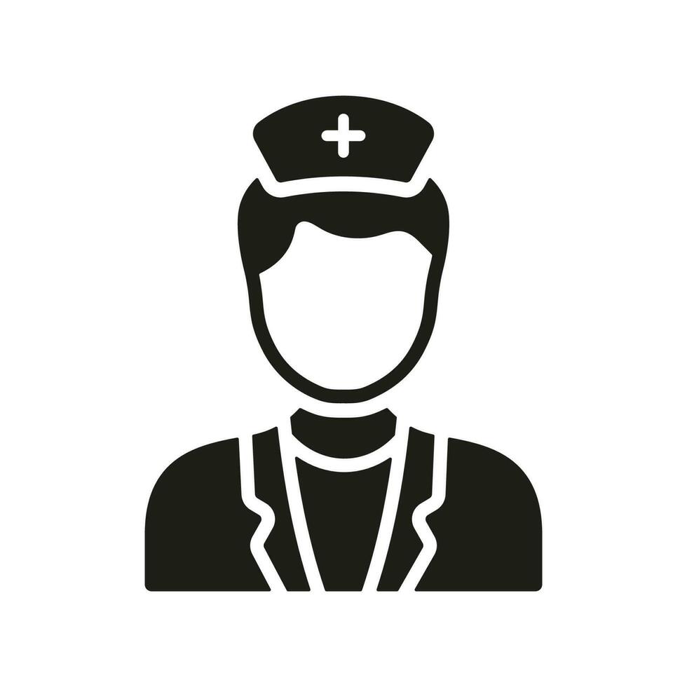 Clinic Staff Silhouette Icon. Doctor Man at Work Glyph Pictogram. Pediatrician, Dental Surgeon, Orthodontist, Endodontist Sign. Professional Medic Symbol. Dental Doctor. Isolated Vector Illustration.