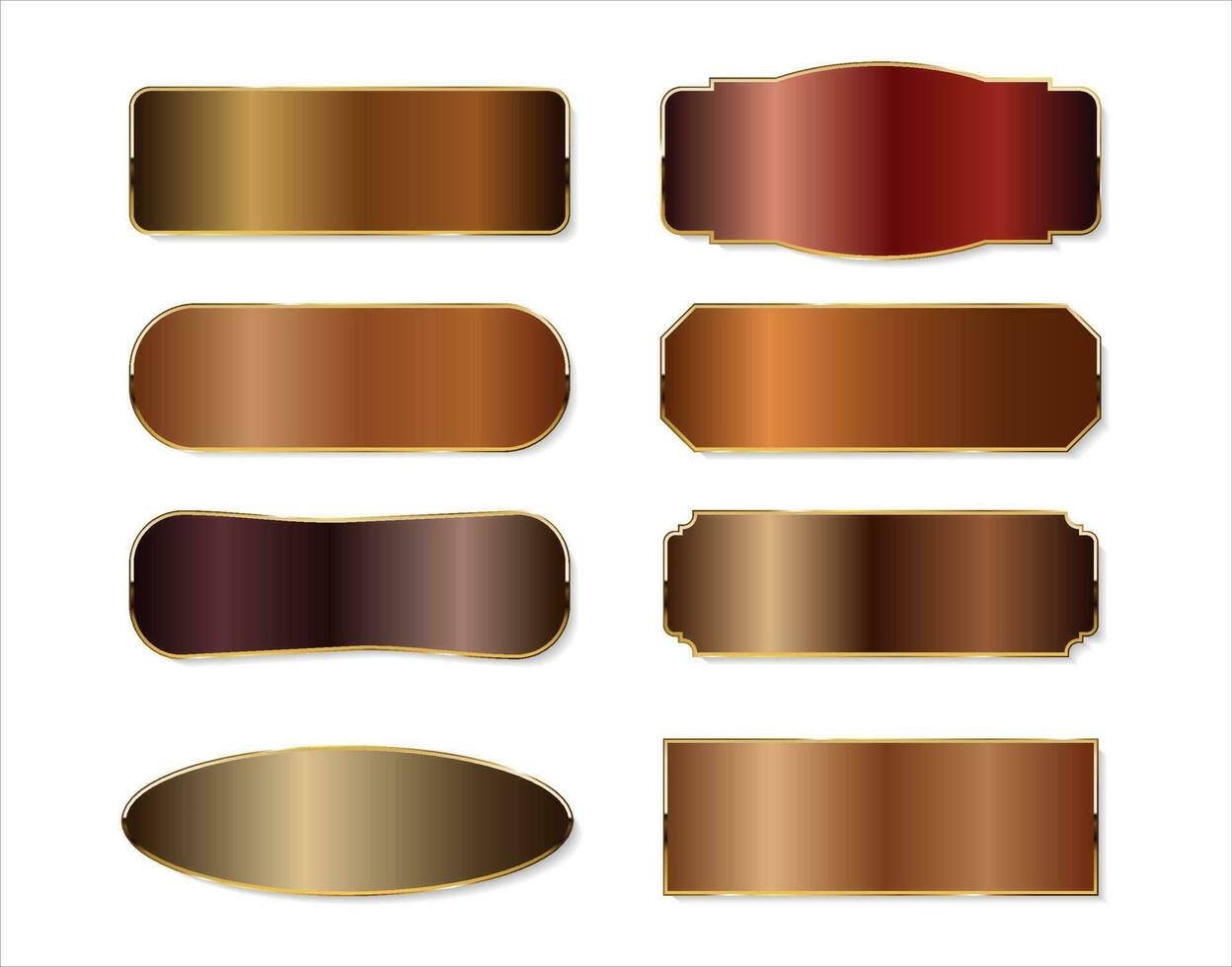 Collection of bronze metallic gradient badges vector