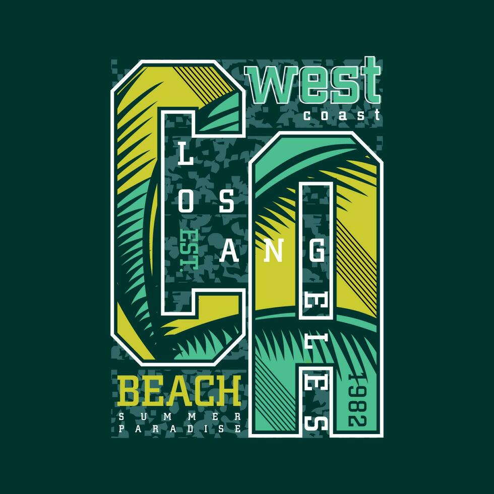 los angeles beach california lettering abstract graphic t shirt vector