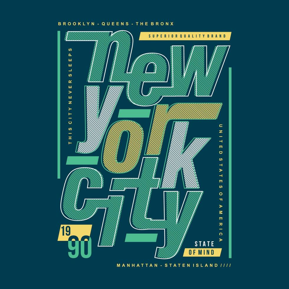 new york city graphic t shirt design, typography vector, illustration, casual style vector
