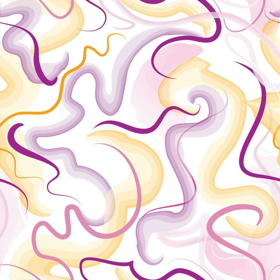 Abstract wavy lines seamless pattern. Spring organic texture with flowing wavy shapes. Beautiful watercolored background vector