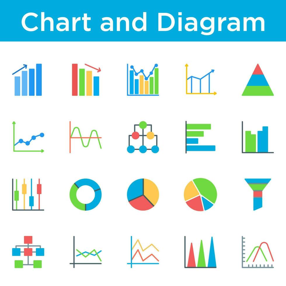 chart and diagram icon set vector