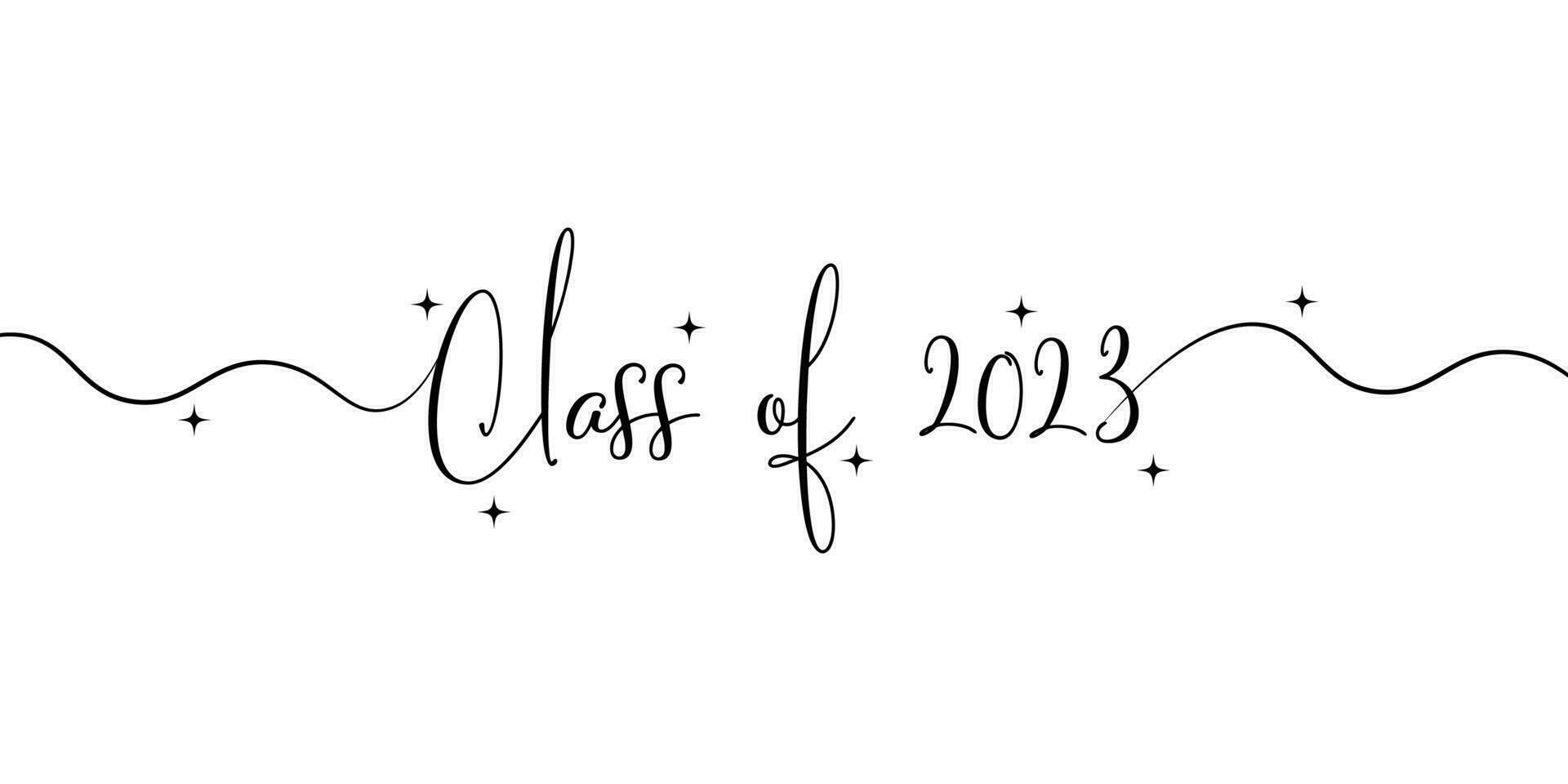 Class of 2023. Stylized calligraphic inscription Class of 2023 in one line. Simple Style. Vector Illustration.