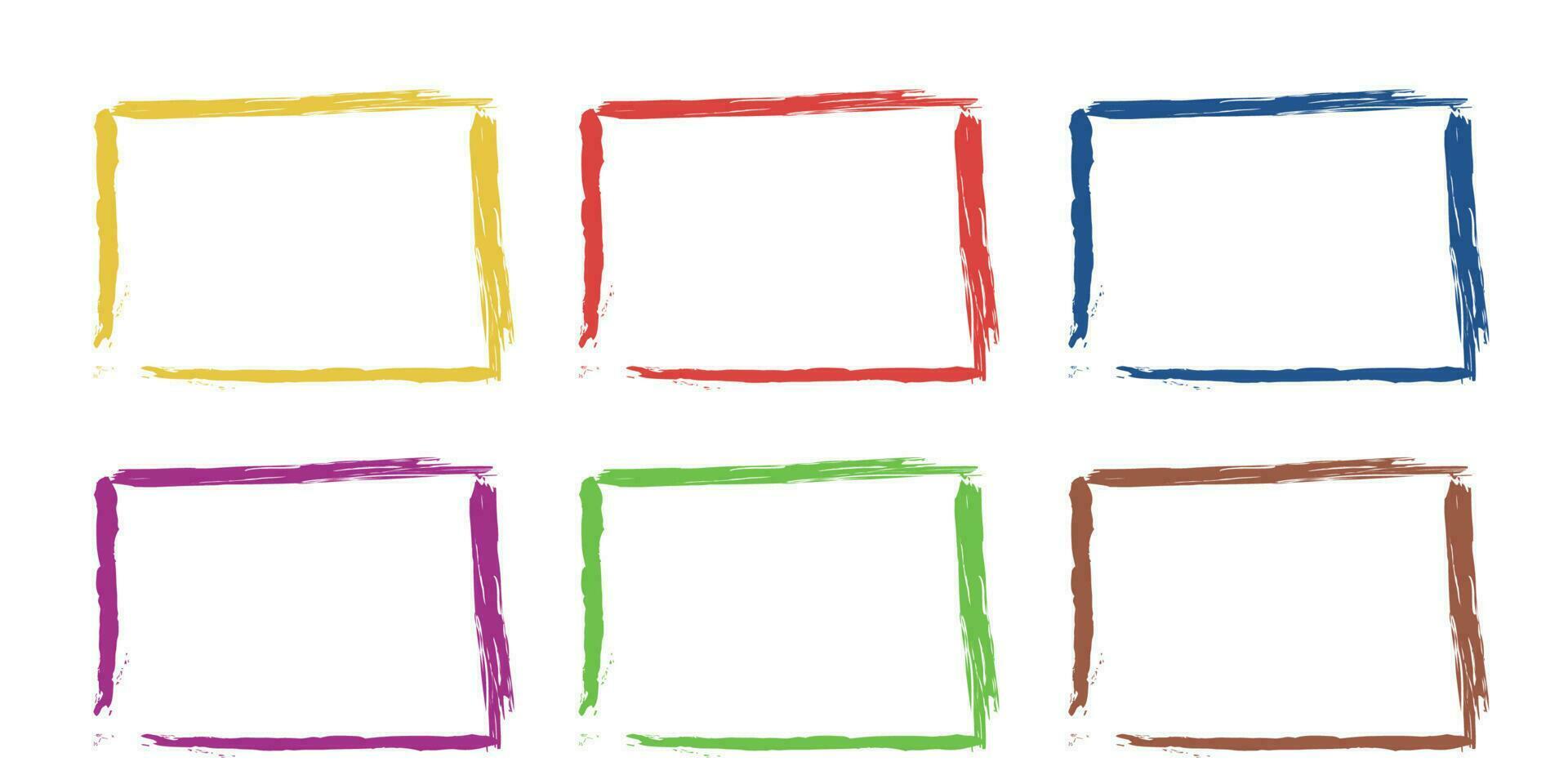 Set of Grunge Frame design in different colors. Vector illustration.