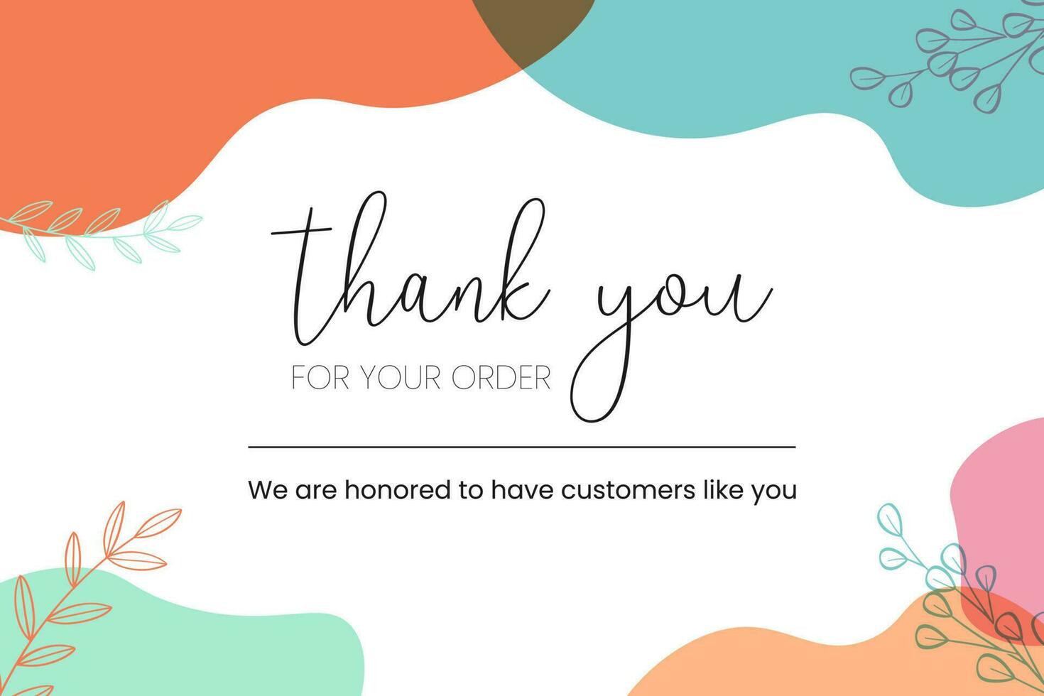 Thank you for your order card with  pastel color. Suitable for Banner, poster, postcard, greeting card. vector