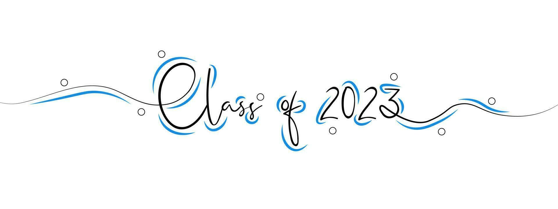 Class of 2023. Stylized calligraphic inscription Class of 2023 in one line. Simple Style. Vector Illustration.