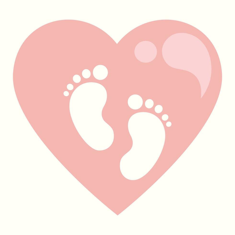 del bebe huella dentro un amoroso corazón vector ilustración gráfico icono