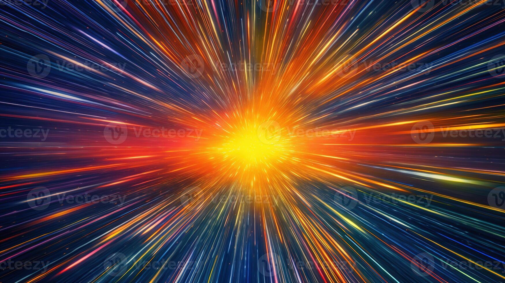 High-energy particles explosion. Star explosion with particles. Star warp and Wormhole. . photo