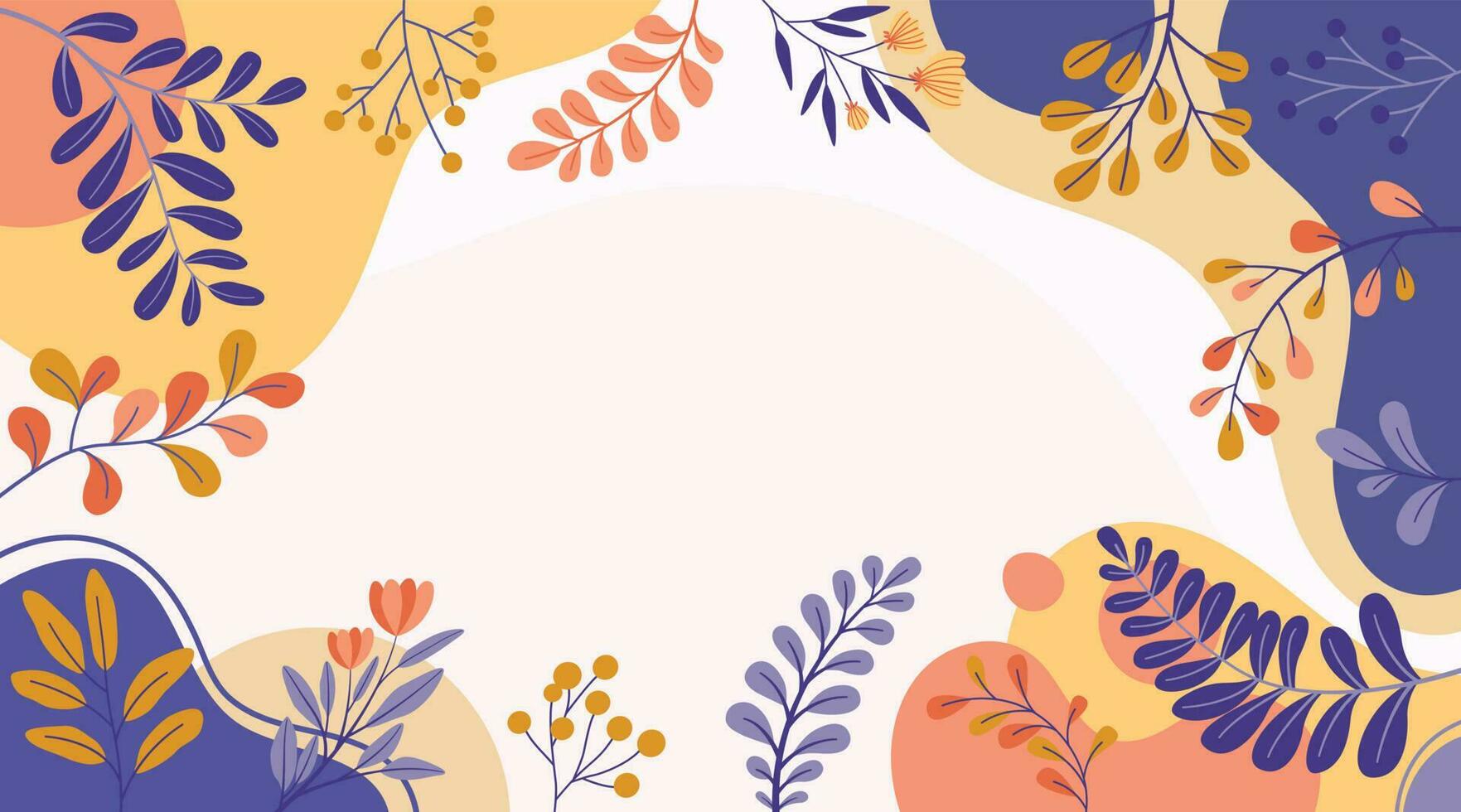 diseño de fondo de marco de banner. ilustración de vector de fondo de cartel colorido. plantas exóticas, ramas, impresión de arte para belleza, moda y productos naturales, bienestar, boda y evento.