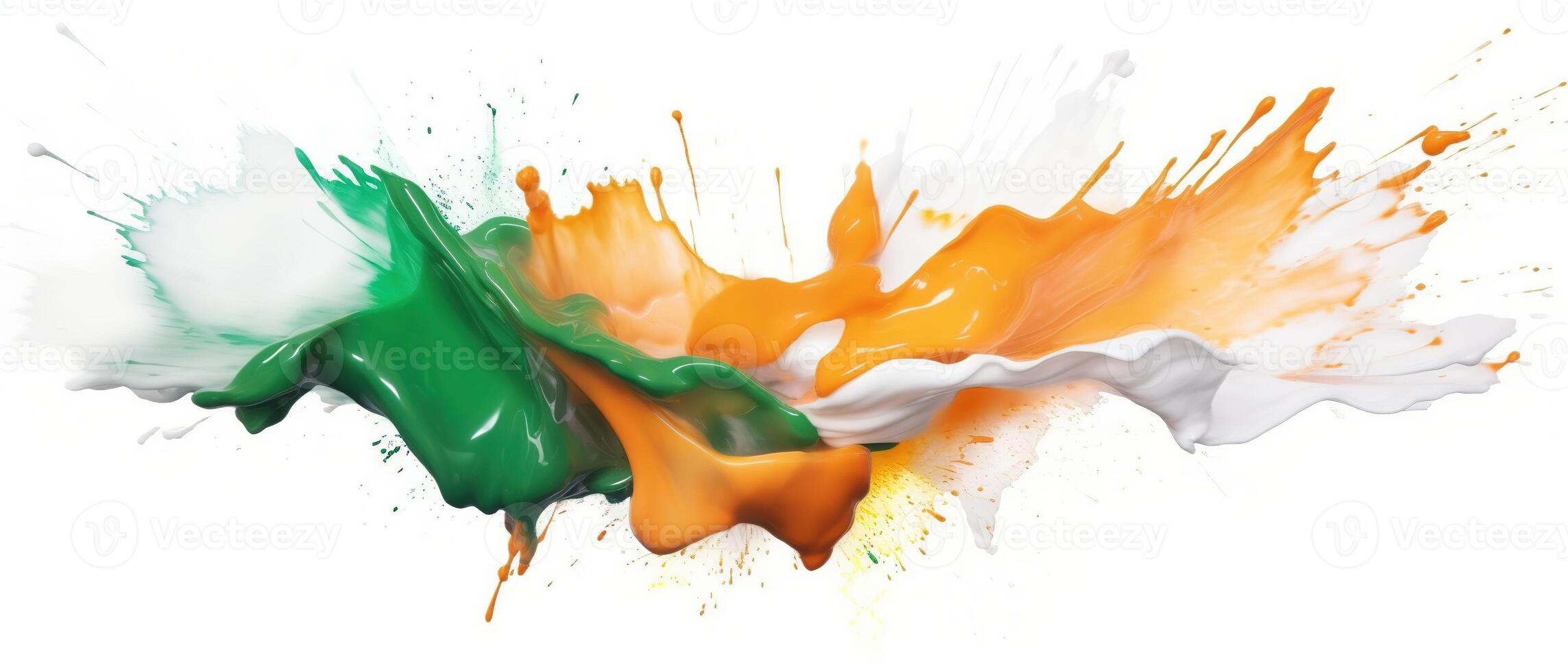 Independence Day concept cover Background with Waving flag in watercolor effect. . photo