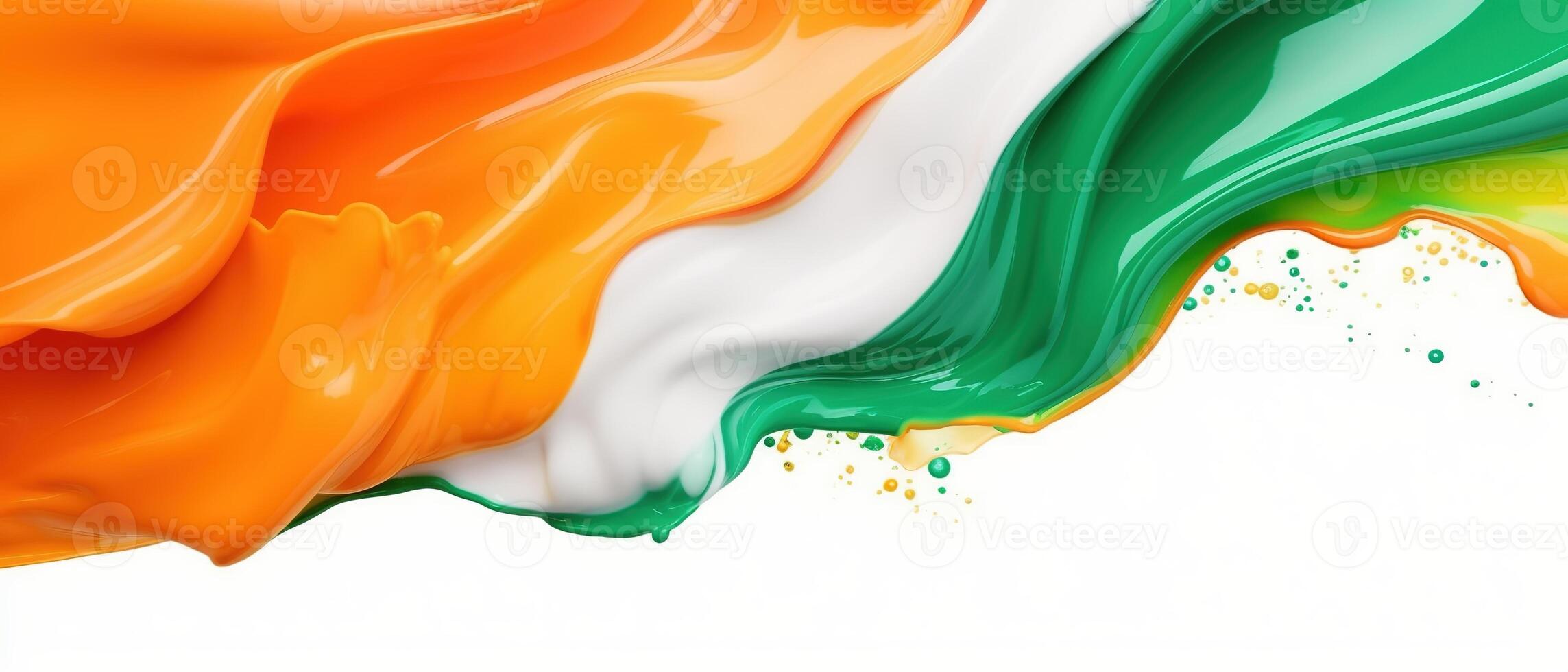 Independence Day concept cover Background with Waving flag in watercolor effect. . photo