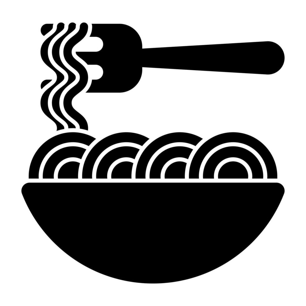 A yummy icon of noodles bowl vector