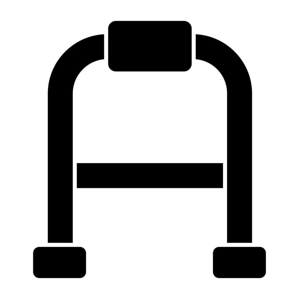 Walking stick icon, solid design of crutch vector
