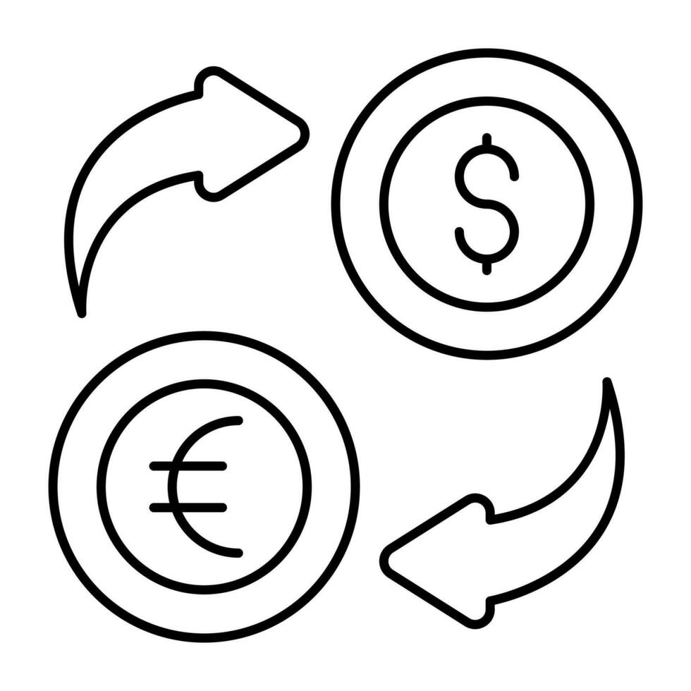 conceptual diseño icono de dólar a euro vector