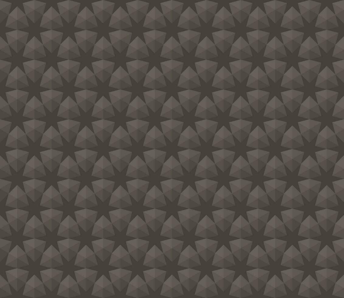 Background pattern 3D six-pointed star seamless brown. Abstract geometric shapes arrange them in a grid line. Texture design for textile, tile, cover, poster, banner, wall. Vector illustration.